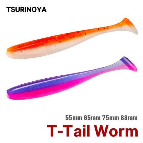 TSURINOYA – leurre souple en Silicone avec queue en T, appât artificiel de type wobbler idéal pour la pêche à l'alose, disponible en deux couleurs, 55/65mm ► Photo 1/6