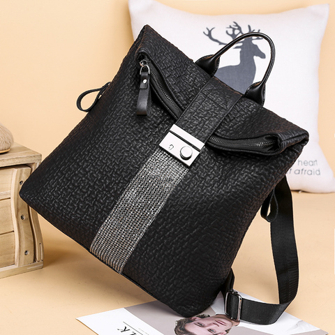 Ms – sac à dos en cuir noir de grande capacité pour femmes, sac d'école décontracté de bonne qualité pour filles, sac de voyage, nouvelle collection ► Photo 1/6