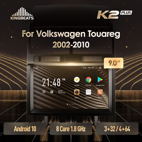 KingBeats Android 10 octa-core tête unité HU 4G en tableau de bord autoradio multimédia lecteur vidéo Navigation GPS pour Volkswagen Touareg GP 2002 - 2010 pas de dvd 2 din Double Din Android autoradio 2din ► Photo 1/6