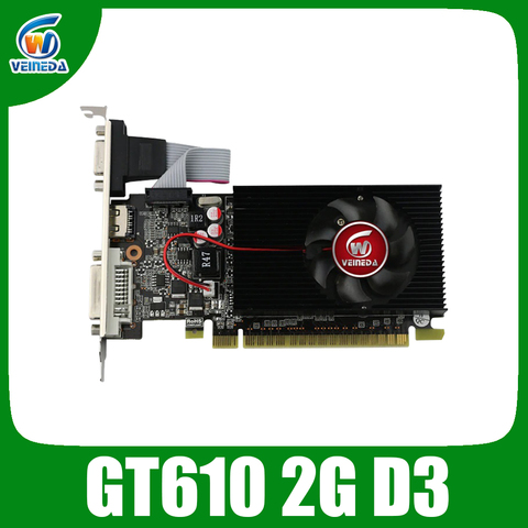 VEINIDA carte graphique GT610 affichage vga cartes 2GB DDR3 700/1000MHz pour nVIDIA Geforce jeu PC ► Photo 1/5