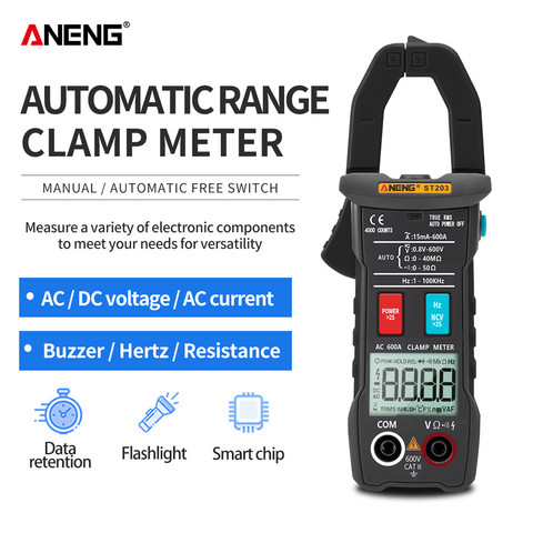 ANENG ST203 pince electricien multimetre ncv mini multimètre numérique ampèremètre pince 4000 compte vrai RMS Mini ampèremètre voltmètre 400 v dc gamme automatique ► Photo 1/6