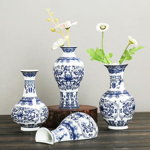 Vases à fleurs en céramique muraux, Vase Antique traditionnel chinois en porcelaine bleue et blanche, pour décoration de maison ► Photo 1/6