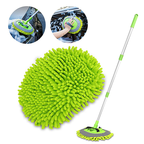 2 en 1 brosse de nettoyage de voiture brosse de lavage de voiture télescopique longue poignée vadrouille de nettoyage Chenille balai accessoires Auto ► Photo 1/6