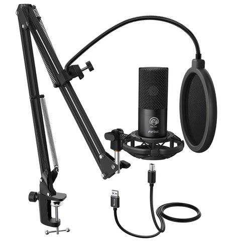 FIFINE Studio – Kit de microphone d'ordinateur USB à condensateur, avec support de bras à ciseaux réglable, support de choc pour les modifications vocales YouTube T669 ► Photo 1/6