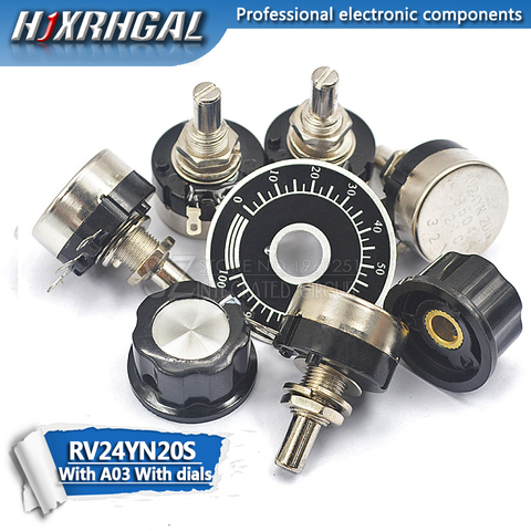 3 pièces = ( RV24YN20S /A03 bouton/cadrans chacun 1 pièces) 1K 2K 5K 10K 20K 50K 100K 200K 500K 1M ohm potentiomètre rotatif à Film tournant ► Photo 1/3