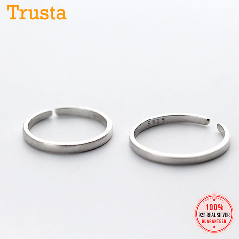 Trustdavis authentique minimaliste 925 en argent Sterling mode Simple lisse réglable anneau pour homme et femmes bijoux de mariage DA1090 ► Photo 1/6