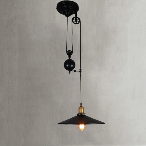 Loft levage lustre fer vintage rétro lampes suspendues éclairage intérieur pour restaurant cage lampe phare ► Photo 1/6