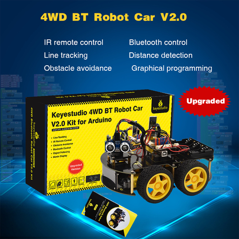 Kit de voiture Robot Keyestudio 4WD Multi BT amélioré V2.0 avec affichage de LED pour Arduino Robot tige EDU/programmation Robot voiture/Kit de bricolage ► Photo 1/6