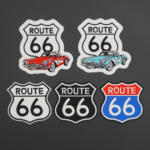 Patchs brodés ROUTE 66 pour moto, gilet de chevalier en cuir, accessoires de décoration, Appliques ► Photo 1/6