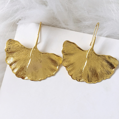 Ztech-boucles d'oreilles en métal, breloques avec feuilles de couleur or, Bijoux à motif géométrique, style Boho, coréen pour femmes et filles, cadeau de fête ► Photo 1/6