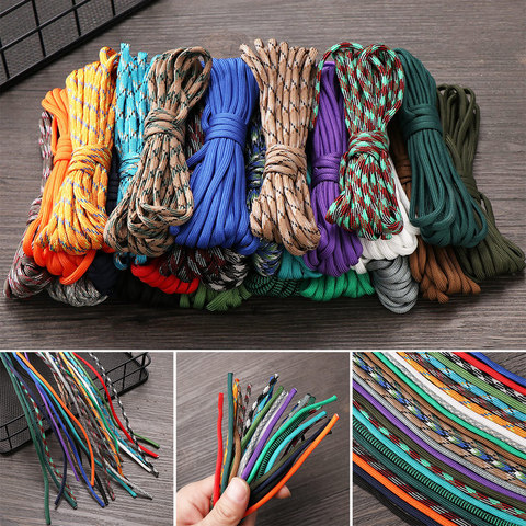 1pc flambant neuf 5 mètres 4mm Parachute cordon lanière tente corde 7 brins Nylon survie en plein air randonnée Camping Paracord corde corde ► Photo 1/6