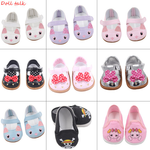 Mignon poupée chaussures 7cm haute qualité arc dessin animé crâne motif Mini chaussures pour 18 pouces américain et bébé nouveau Bron poupées jouet 1/3 BJD ► Photo 1/6