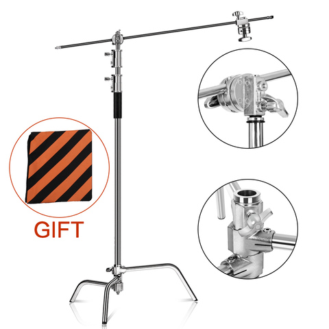 2.6M/8.5FT acier inoxydable siècle pliable lumière support trépied magique jambe photographie c-stand pour Spot lumière, Softbox, Studio Photo ► Photo 1/5