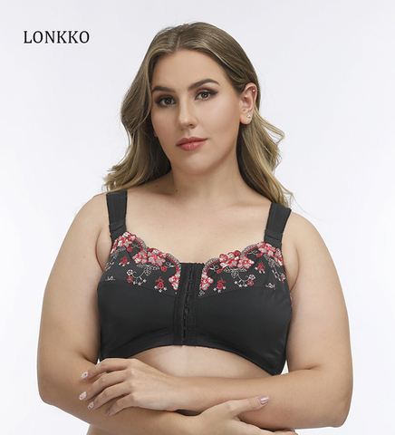 Soutien-gorge grande taille C B D F G DDD tasse broderie minimiseur soutiens-gorge pour femmes grande taille Push Up Bralette Lingerie sous-vêtements ultrafin ► Photo 1/6