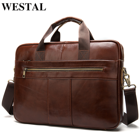 WESTAL – porte-documents en cuir véritable pour hommes, sac à bandoulière pour ordinateur portable, fourre-tout d'affaires, bureau, 8523 ► Photo 1/6