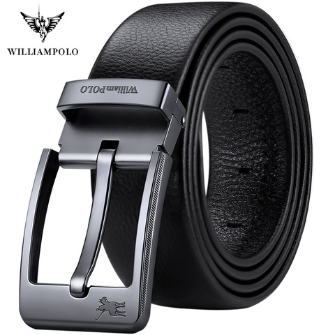 WilliamPolo – ceinture en cuir de vache pour hommes, avec boucle ardillon, classique, vintage, de luxe, de haute qualité, nouvelle mode ► Photo 1/6