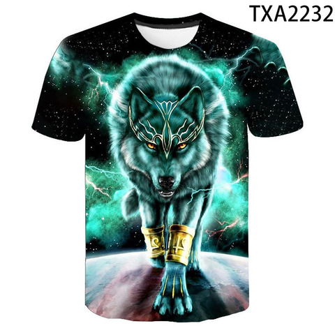 2022 nouveau été loup 3D T-shirt hommes femmes décontracté Streetwear garçon fille enfants imprimé T-shirt dessus frais T-shirt ► Photo 1/6