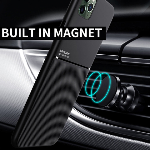 Support de Téléphone de Voiture magnétique pour iPhone 11 Pro MAX XR XS 12 Mini 6s 7 8 Plus Intégré Aimant En Métal Plaque Souple TPU Antichoc Couverture ► Photo 1/6