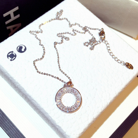 Collier de Zircon rond de haute qualité de luxe pour les femmes glacé Bling cubique Zircon dame pendentif anniversaire Date bijoux cadeau ► Photo 1/5