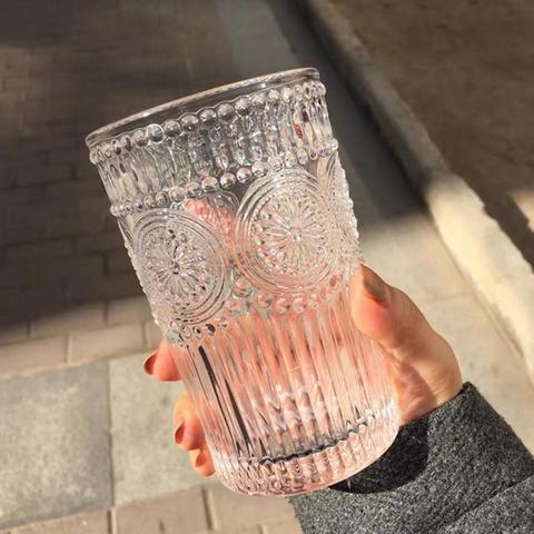 Tasse à thé en verre gravé à tournesol, Vintage monocouche, 260/380ml ► Photo 1/6