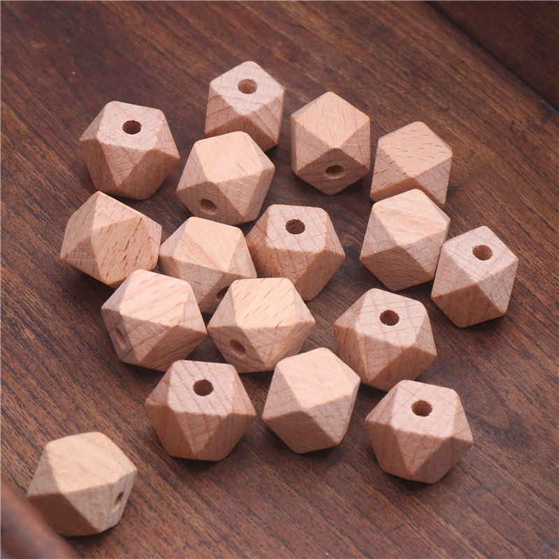 15mm perles en bois de hêtre 10/50/100 Pcs/Lot perles en bois pour bébé bricolage sucette chaîne collier accessoires de bijoux ► Photo 1/6