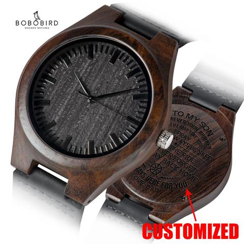 Montres en bois gravées personnalisées, cadeaux pour papa, maman, amis, anniversaire, jour d'anniversaire, cadeau pour garçon d'honneur ► Photo 1/6