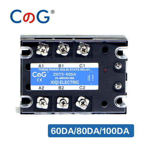 CG – relais à semi-conducteurs, 3 phases, 60a, 80a, 100a, 3-32V DC, 24-480V AC, SSR DC à AC ► Photo 1/6