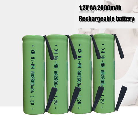 Batterie Rechargeable AA Ni-MH, 1.2V, 2600mah, avec broches à souder, pour bricolage, jouets, brosse à dents, rasoir électrique ► Photo 1/6