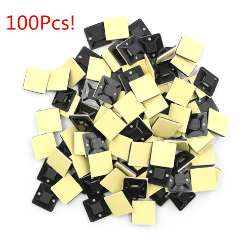 100 pièces supports auto-adhésifs pour attaches de câbles/métiers à tisser fil et serre-câble pince 20x20x6mm ► Photo 1/6