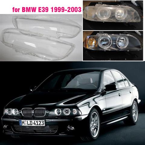 Couverture de lentille de phare avant de voiture pour BMW E39 5 1999 2000 2001 2002 verre Auto Shell phare abat-jour transparent ► Photo 1/4