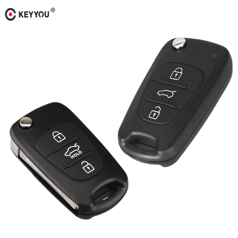 KEYYOU – coque de clé de voiture pliable à 3 boutons, pour Kia K2 K5 Sorento Sportage, pour Hyundai I20 I30 IX35 Avante ► Photo 1/6