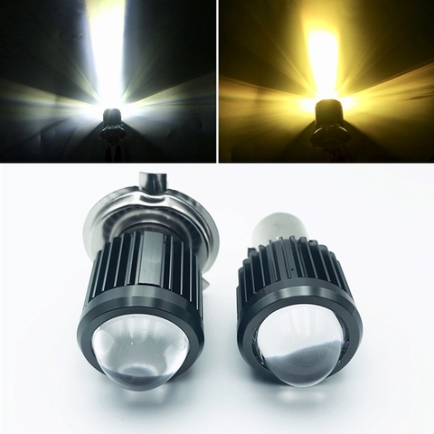 Lentille de projecteur de Moto H4 Led BA20D, phare HS1, ampoules de Moto blanc Super lumineux, accessoires de Scooter ► Photo 1/6