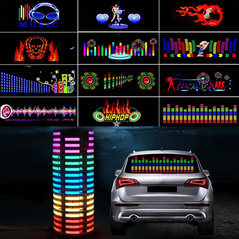 Clignotant LED avec autocollant de musique rythme, lampe décorative pour pare-brise arrière de voiture, égaliseur activé avec boîte de commande ► Photo 1/6