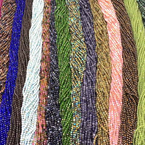 Perles naturelles à facettes de haute qualité 2/3/4/5mm, Lapis lazuli, tourmaline, péridot, opale, cristal pour la fabrication de bijoux ► Photo 1/5