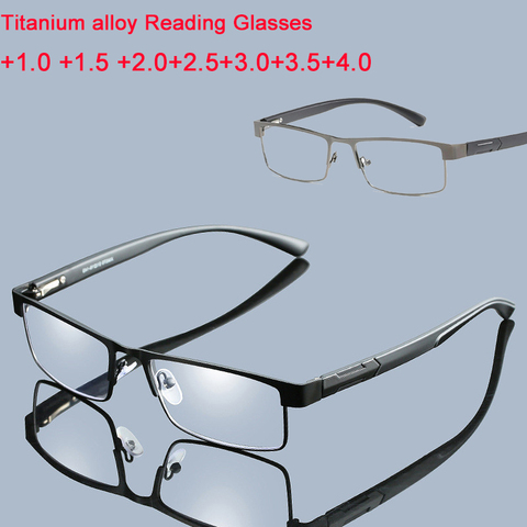 Lunettes de lecture hommes titane alliage Non sphérique 12 couches enduit lentilles affaires hyperopie Prescription lunettes + 1.0 à + 4.0 ► Photo 1/6