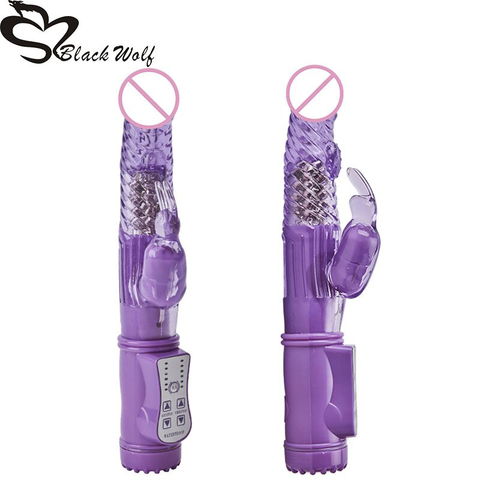 Noir Loup 4 sortes 12 lapin G spot vibration et rotation body massage vibrateur, femelle de sexe jouets adultes de sexe produits pour les femmes ► Photo 1/6