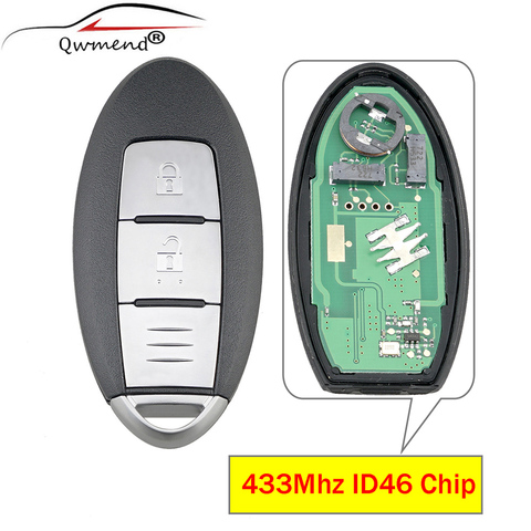 QWMEND 2 boutons télécommande intelligente clé de voiture pour Nissan Micra K13/ Juke F15/ Note E12/ Leaf ID46 puce TWB1G662 ► Photo 1/4