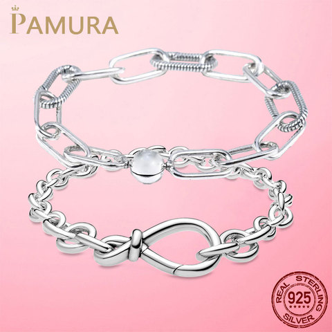 2022 chaude 925 En Argent Sterling D'origine Me Bracelet Ajustement Marque Me Perles Breloque Mode Infini Noeud Femmes femme Bracelet Bijoux ► Photo 1/6