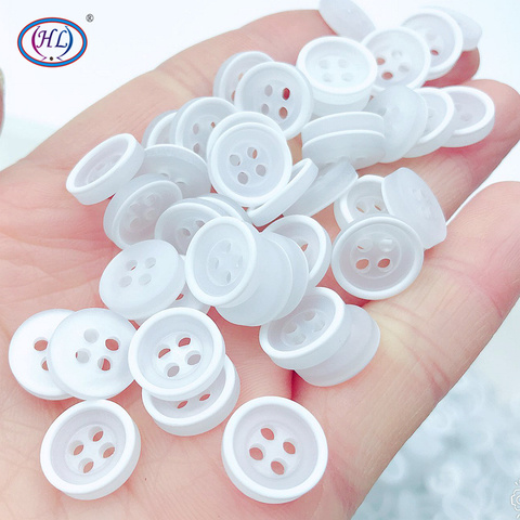 HL – boutons de chemise en plastique blanc, 11MM, 4 trous, pour vêtements, accessoires de couture, bricolage, 100/300 pièces ► Photo 1/4