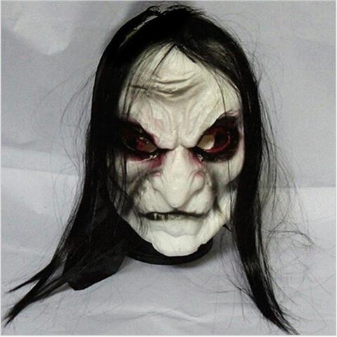 Masque de protection pour Halloween, accessoires de protection pour fantôme, masque réaliste pour Halloween, masque effrayant pour cheveux longs ► Photo 1/6