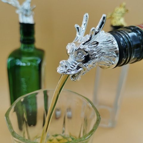 Bouchon verseur de bouteille de vin en acier inoxydable, aérateur de vin de tête de Dragon, cadeau de fête de vin à domicile, outils de Bar de restauration ► Photo 1/5