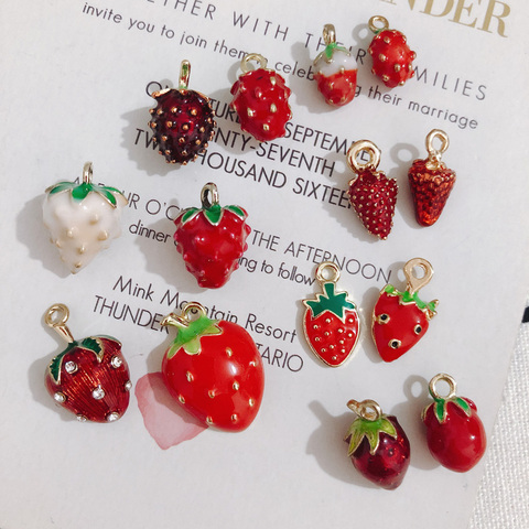 10pcs New diy jewelry accessories, dripping alloy small pendant, bracelet pendant material, cute three-dimensional strawberry ► Photo 1/6