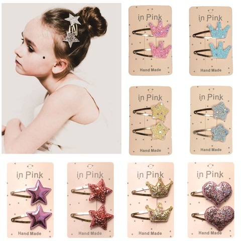 Barrettes en alliage à paillettes, jolis accessoires pour filles, 2 pièces/ensemble ► Photo 1/6