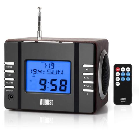 Août MB300 Mini Bois Portable Haut-Parleur avec MP3 Horloge Système FM Radio avec USB Dans/Aux In/SD carte 2x3 w HIFI Haut-parleurs ► Photo 1/6