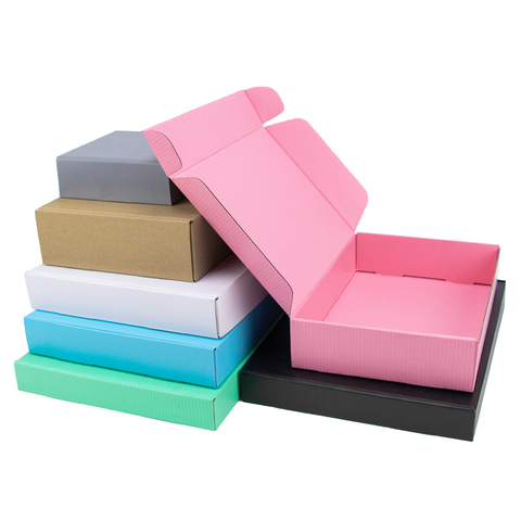 Boîte kraft en carton coloré personnalisable avec logo pour perruque, paquet à 3 couches, ondulé et taille personnalisée, vente en gros, petite boîte-cadeau avec marque imprimable, 5/10 pièces ► Photo 1/6