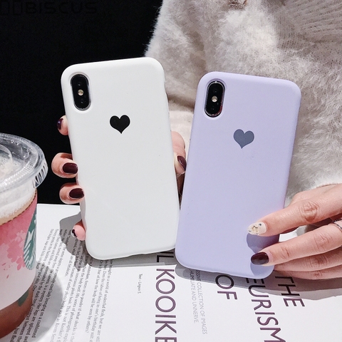 Coque souple en Silicone TPU pour iPhone, compatible modèles 6, 6S, 8, 7, 8, XR, XS, X, Xs Max, couleurs acidulées, cœur d'amour ► Photo 1/6