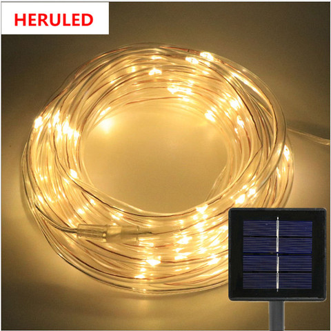 Guirlande solaire LED, Tube lumineux, lumière blanche chaude, rvb, luminaire décoratif d'extérieur, lanterne de jardin ► Photo 1/6