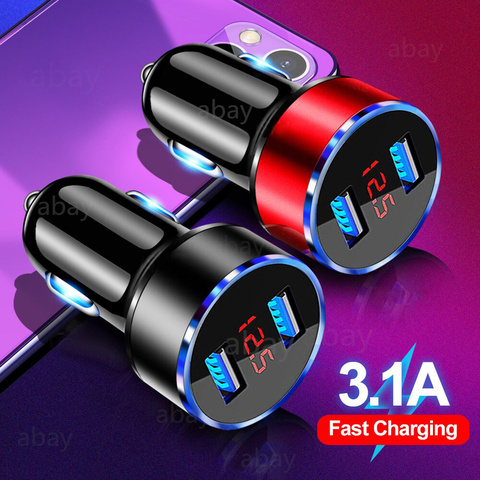 Mini chargeur de voiture USB pour chargeur de téléphone portable GPS chargeur rapide chargeur de voiture double chargeur de voiture USB pour Iphone 11 7 8 adaptateur USB ► Photo 1/6