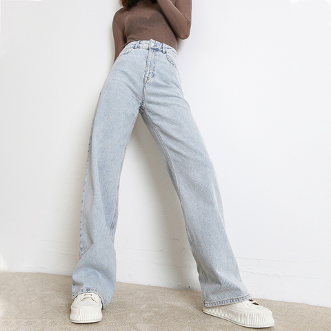 Femme Jean mode jambe droite petit ami pantalon taille haute décontractée Baggy Jean 2022 nouveau femme vêtements en vrac Denim maman pantalon ► Photo 1/6