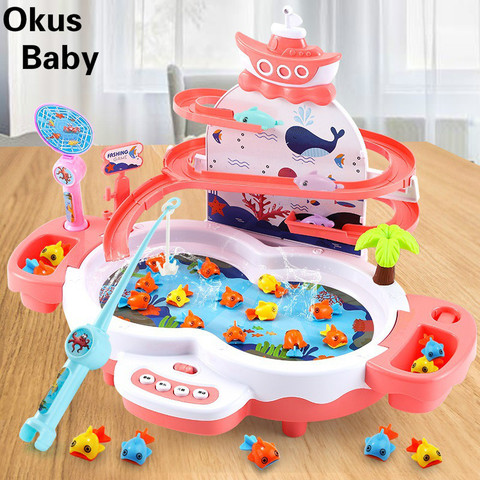 Jouets de pêche pour enfants, éclairage musical, piste Maglev, jeu de pêche, jouets d'étude interactifs Parent-enfant, cadeaux ► Photo 1/6